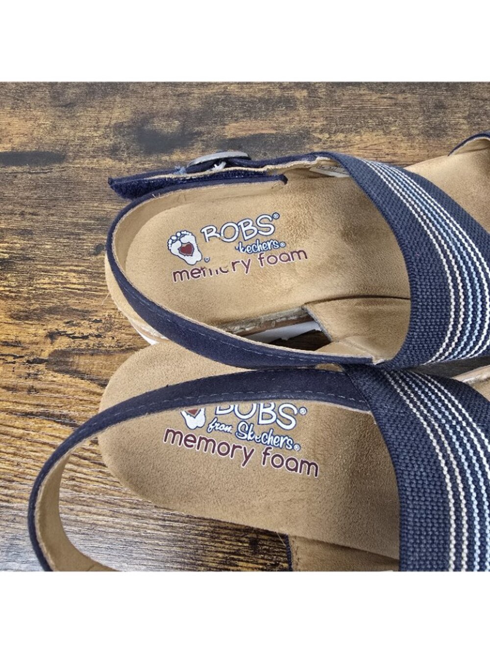Skechers BOBS Desert Kiss Tea Time Wedge Sandals Women's Size 9 Navy Blue - Picture 9 of 9